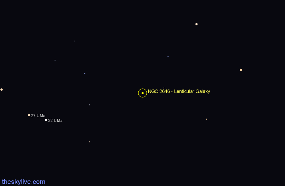 Finder chart NGC 2646 - Lenticular Galaxy in Camelopardalis star