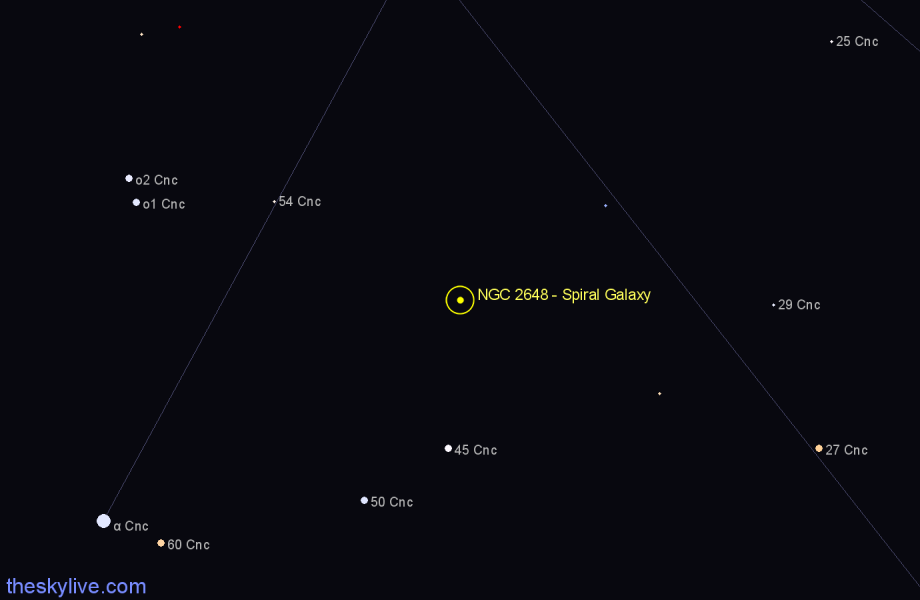 Finder chart NGC 2648 - Spiral Galaxy in Cancer star