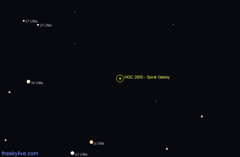 Finder chart NGC 2650 - Spiral Galaxy in Ursa Major star