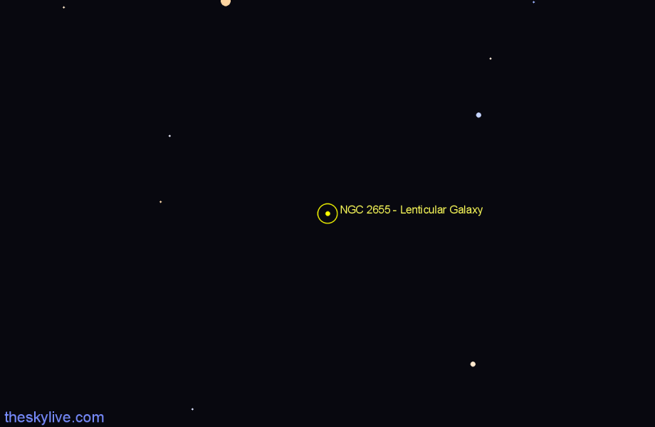 Finder chart NGC 2655 - Lenticular Galaxy in Camelopardalis star