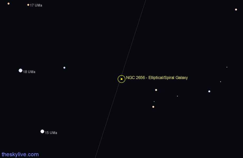 Finder chart NGC 2656 - Elliptical/Spiral Galaxy in Ursa Major star