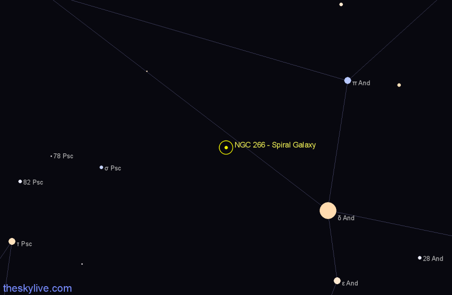 Finder chart NGC 266 - Spiral Galaxy in Pisces star