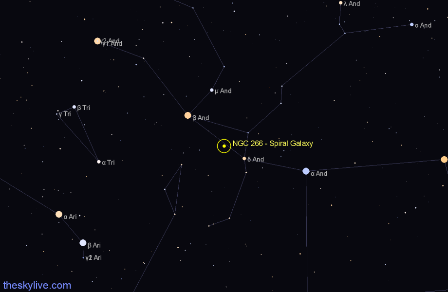 Finder chart NGC 266 - Spiral Galaxy in Pisces star