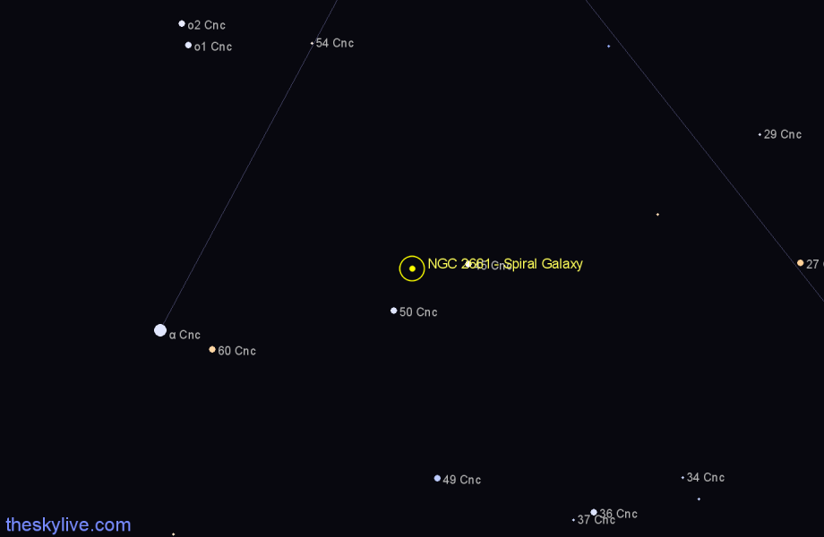 Finder chart NGC 2661 - Spiral Galaxy in Cancer star