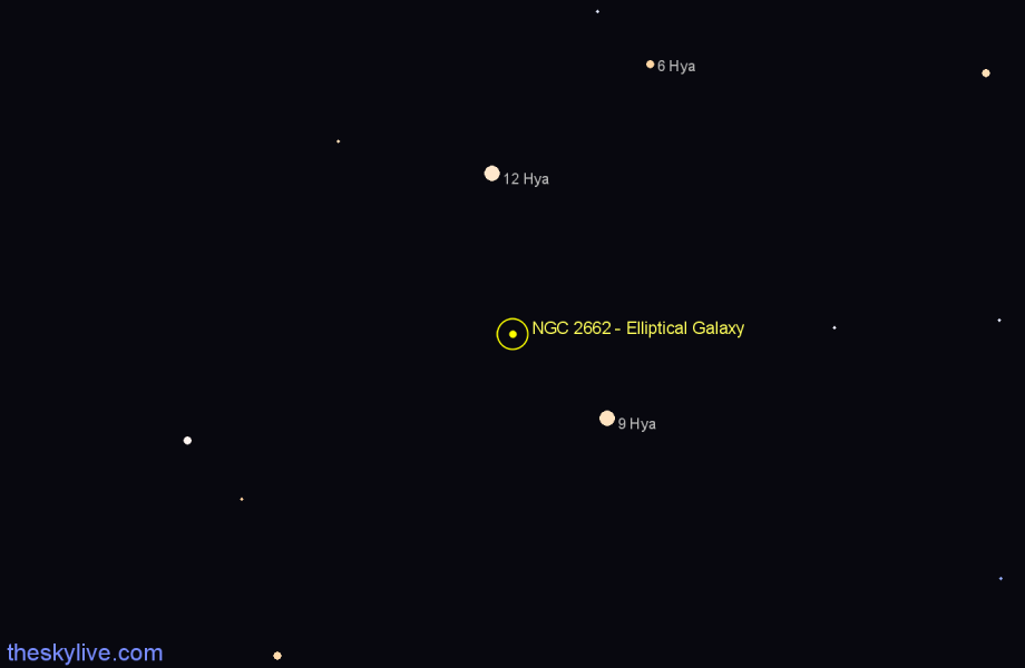 Finder chart NGC 2662 - Elliptical Galaxy in Hydra star