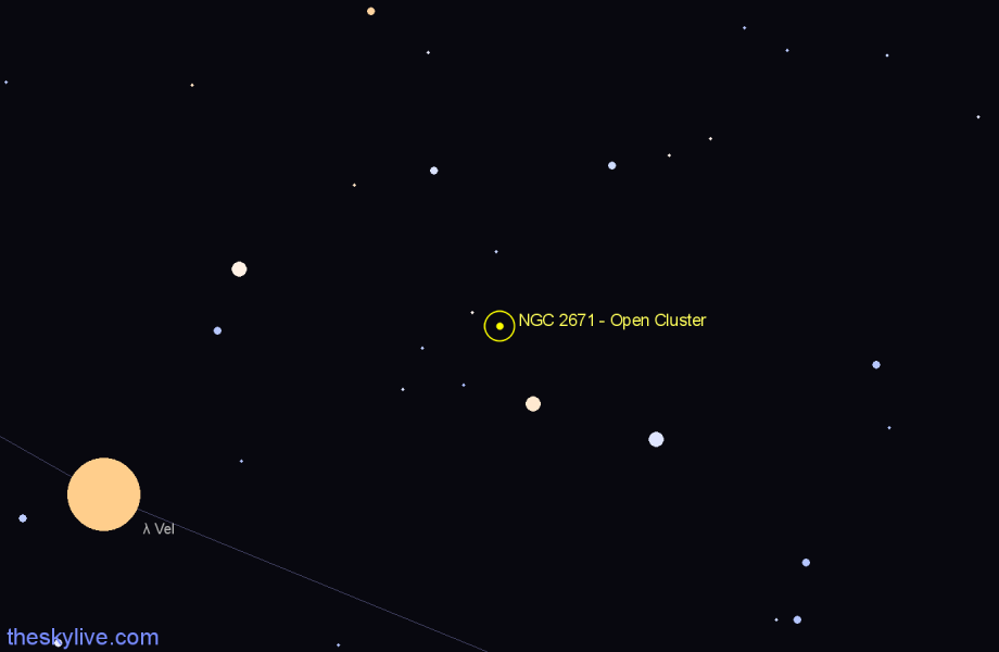 Finder chart NGC 2671 - Open Cluster in Vela star