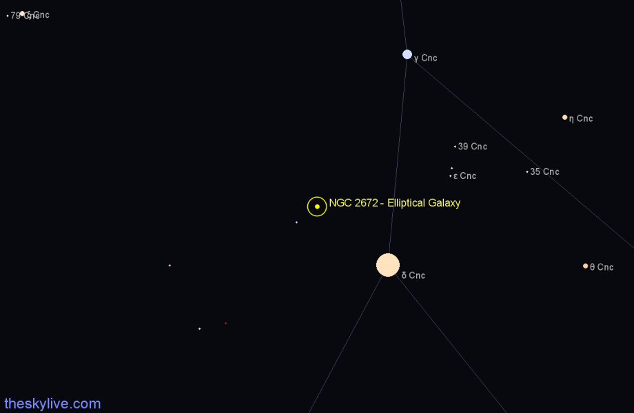 Finder chart NGC 2672 - Elliptical Galaxy in Cancer star