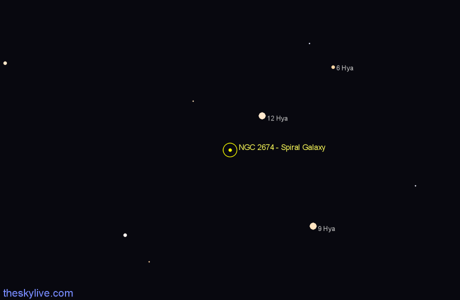 Finder chart NGC 2674 - Spiral Galaxy in Hydra star
