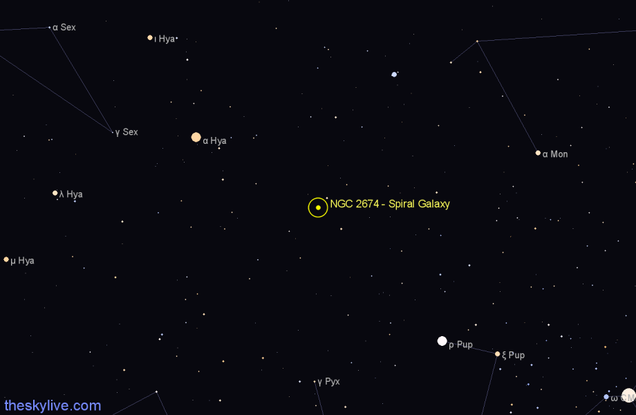 Finder chart NGC 2674 - Spiral Galaxy in Hydra star