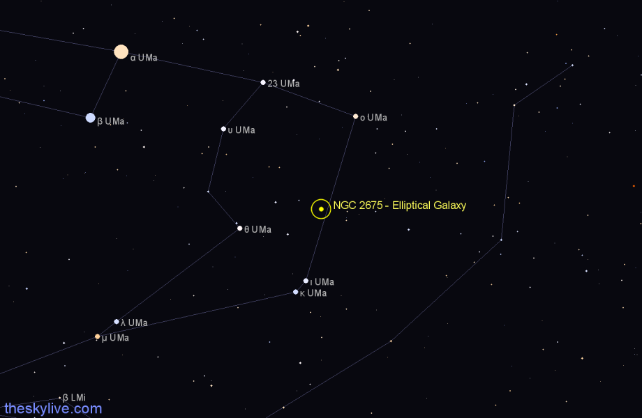 Finder chart NGC 2675 - Elliptical Galaxy in Ursa Major star