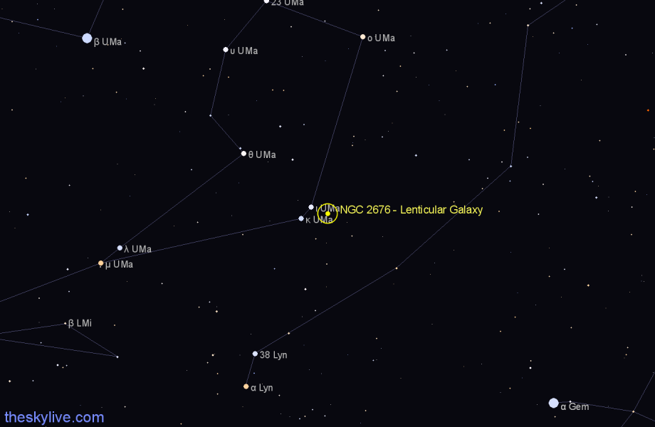 Finder chart NGC 2676 - Lenticular Galaxy in Ursa Major star