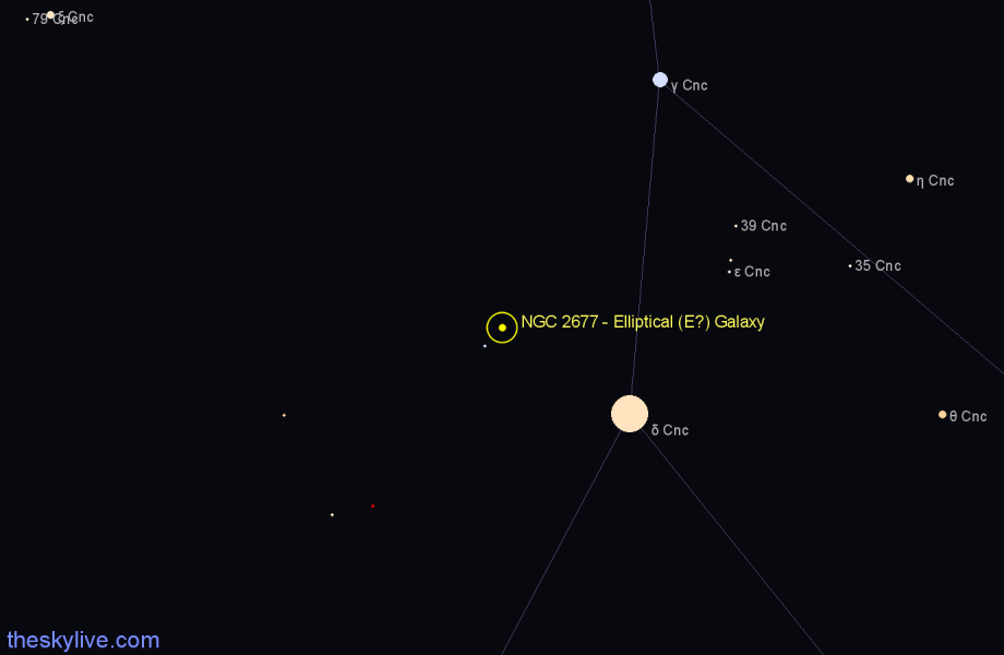 Finder chart NGC 2677 - Elliptical (E?) Galaxy in Cancer star