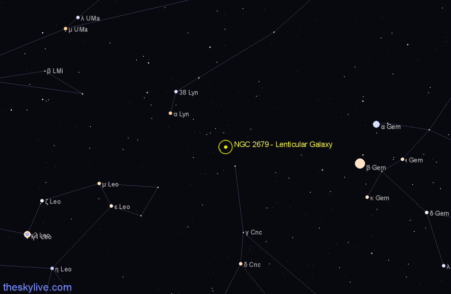 Finder chart NGC 2679 - Lenticular Galaxy in Cancer star