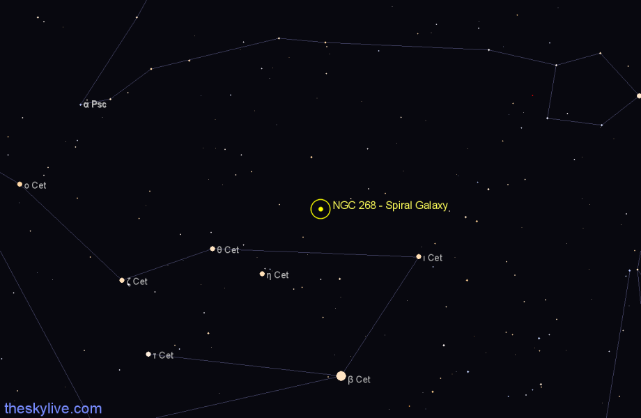 Finder chart NGC 268 - Spiral Galaxy in Cetus star