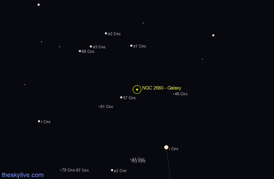 Finder chart NGC 2680 - Galaxy in Cancer star