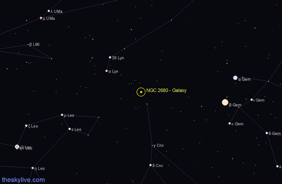 Finder chart NGC 2680 - Galaxy in Cancer star