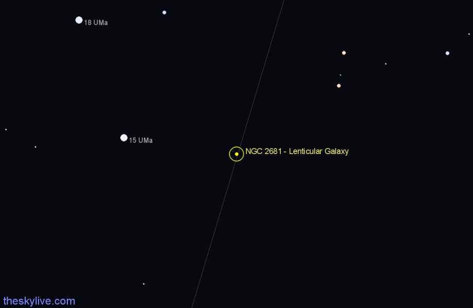 Finder chart NGC 2681 - Lenticular Galaxy in Ursa Major star