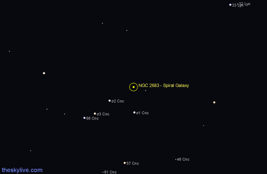 Finder chart NGC 2683 - Spiral Galaxy in Lynx star