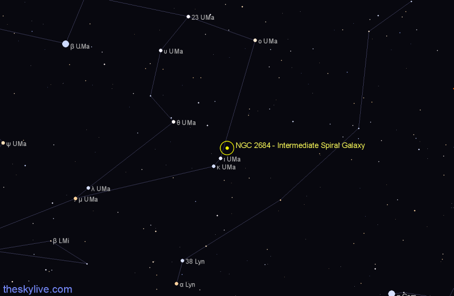 Finder chart NGC 2684 - Intermediate Spiral Galaxy in Ursa Major star