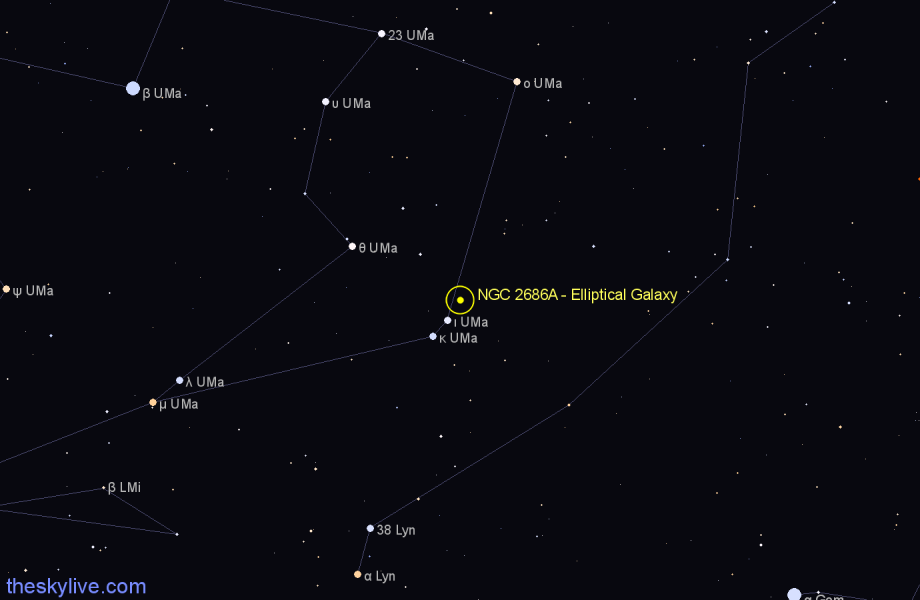 Finder chart NGC 2686A - Elliptical Galaxy in Ursa Major star