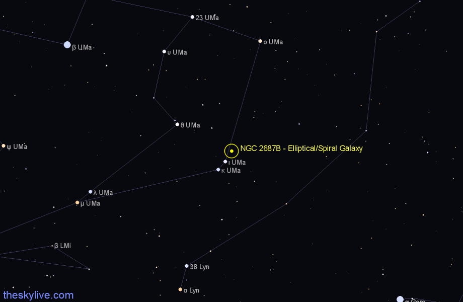 Finder chart NGC 2687B - Elliptical/Spiral Galaxy in Ursa Major star