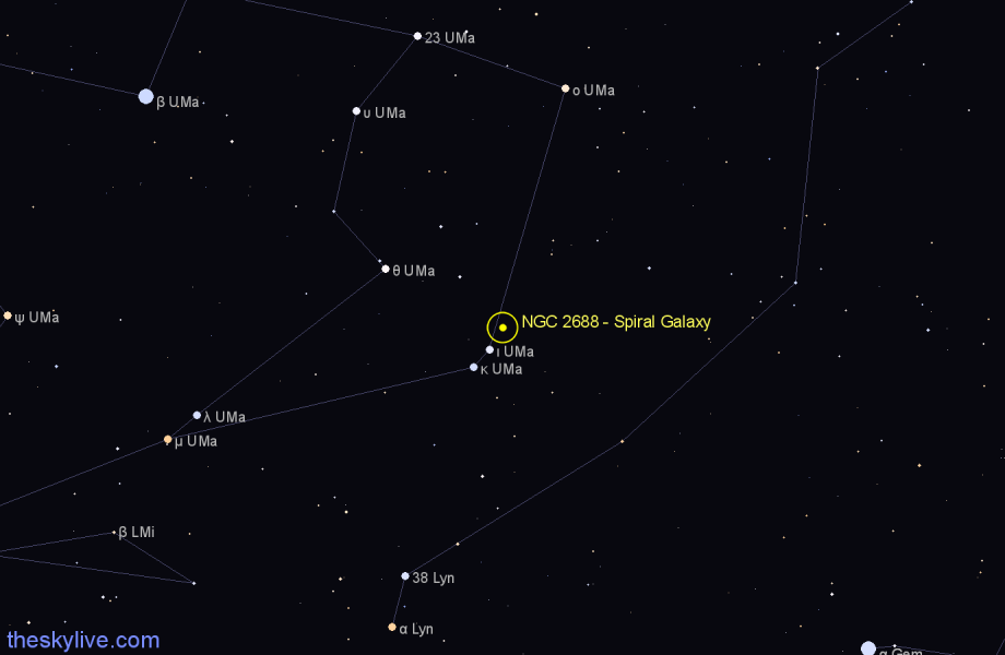 Finder chart NGC 2688 - Spiral Galaxy in Ursa Major star