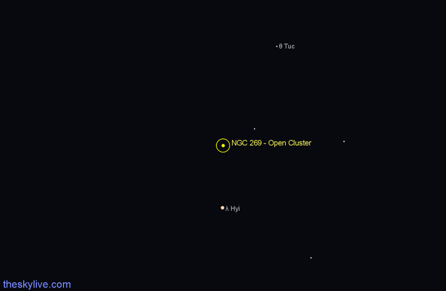 Finder chart NGC 269 - Open Cluster in Tucana star