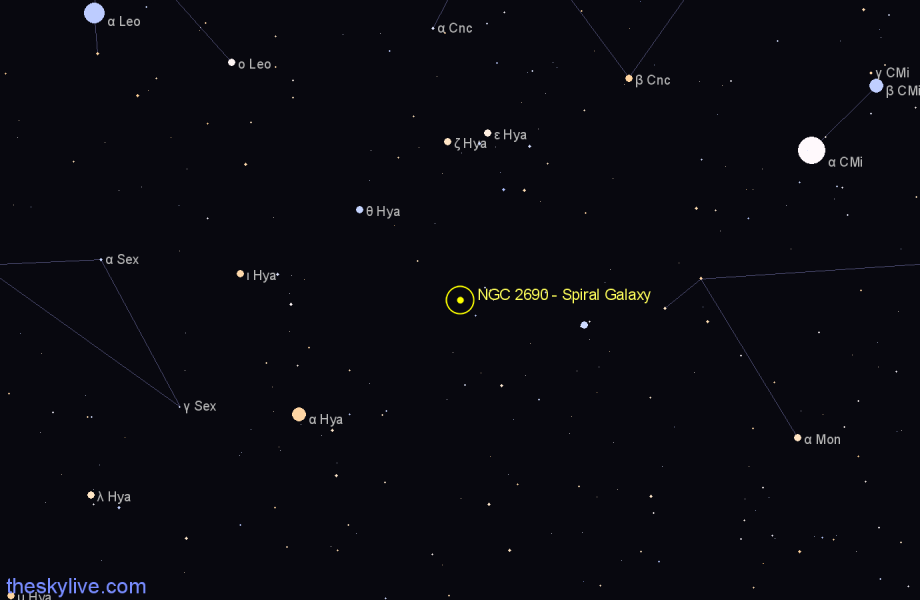 Finder chart NGC 2690 - Spiral Galaxy in Hydra star