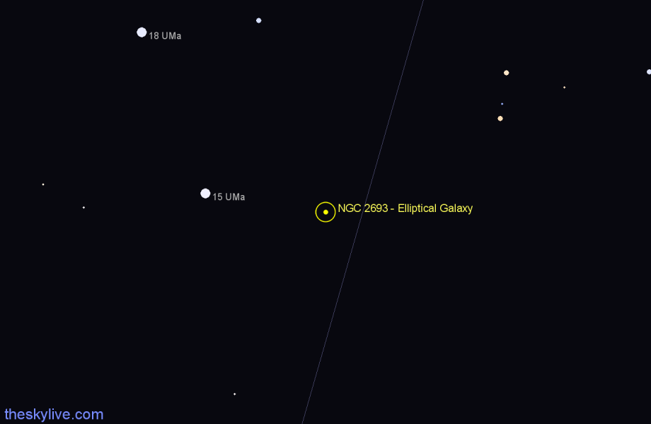 Finder chart NGC 2693 - Elliptical Galaxy in Ursa Major star