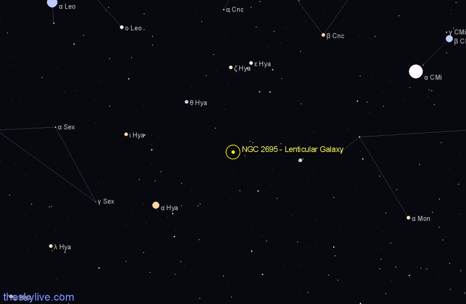 Finder chart NGC 2695 - Lenticular Galaxy in Hydra star