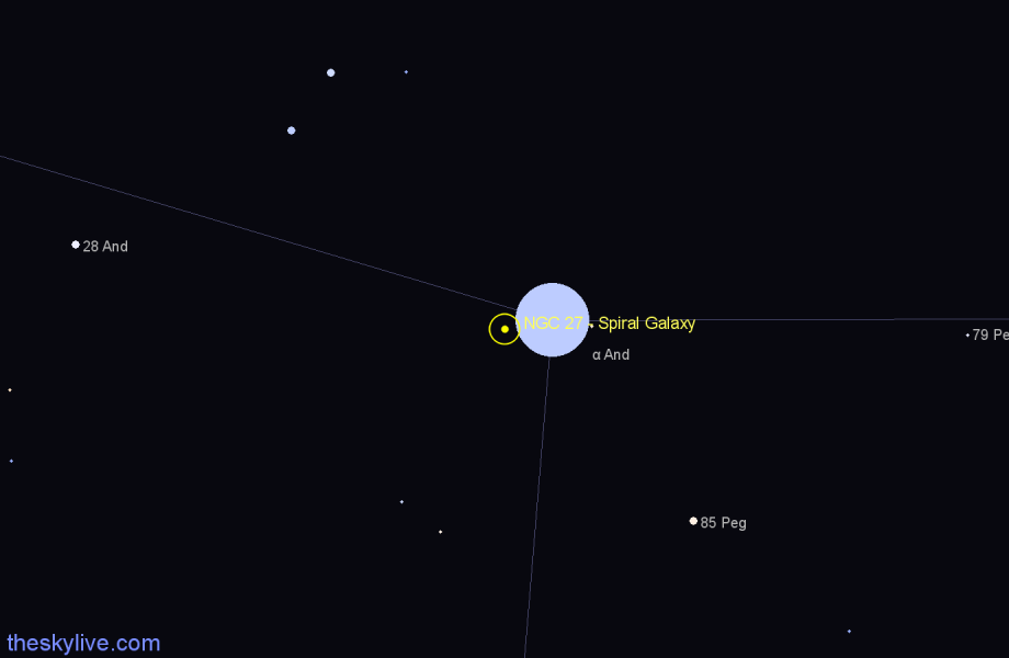 Finder chart NGC 27 - Spiral Galaxy in Andromeda star