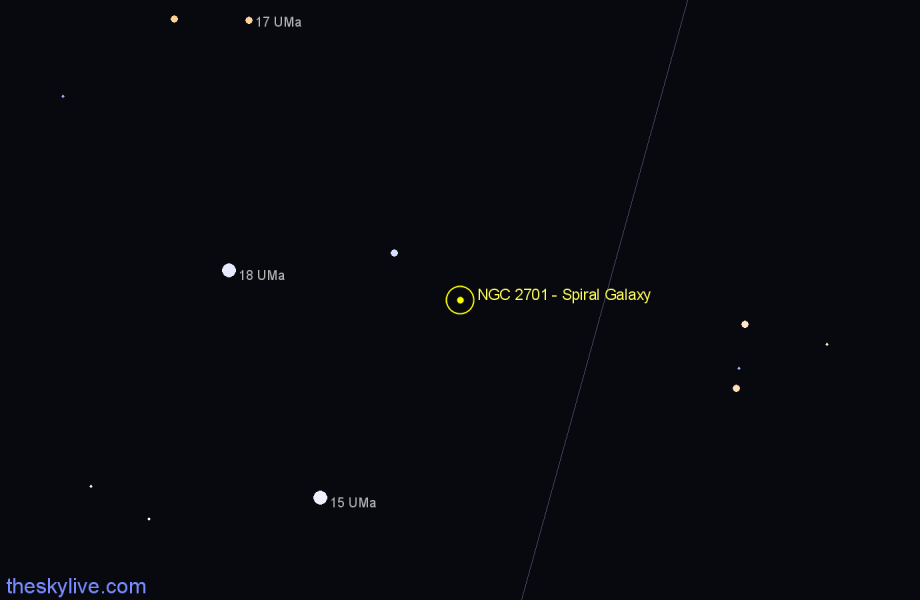 Finder chart NGC 2701 - Spiral Galaxy in Ursa Major star