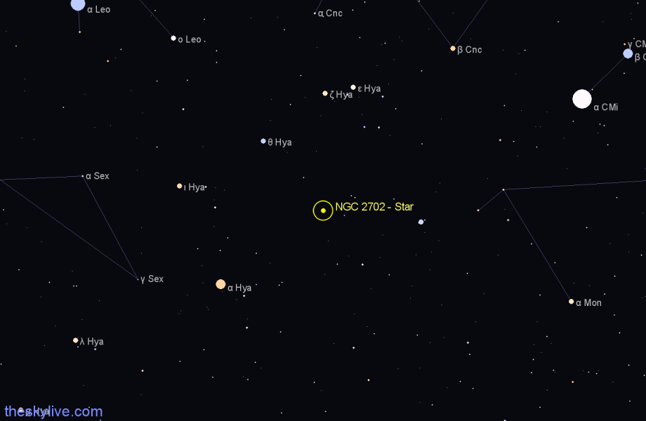Finder chart NGC 2702 - Star in Hydra star