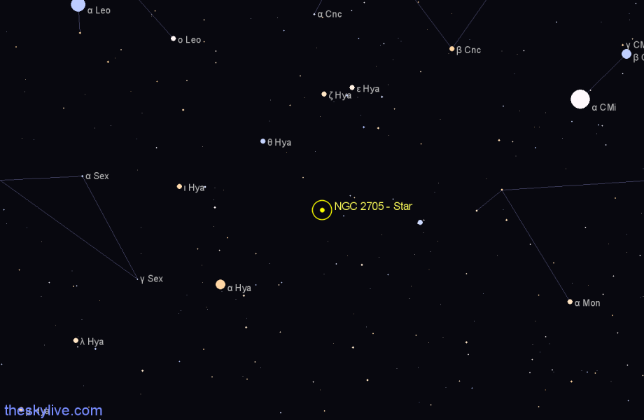 Finder chart NGC 2705 - Star in Hydra star
