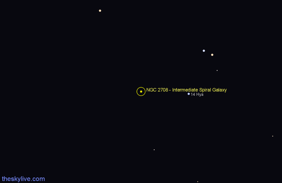 Finder chart NGC 2708 - Intermediate Spiral Galaxy in Hydra star