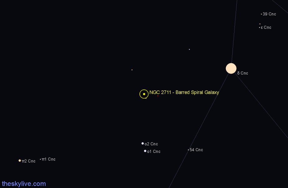 Finder chart NGC 2711 - Barred Spiral Galaxy in Cancer star