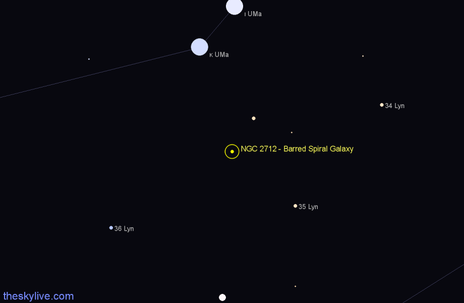 Finder chart NGC 2712 - Barred Spiral Galaxy in Lynx star