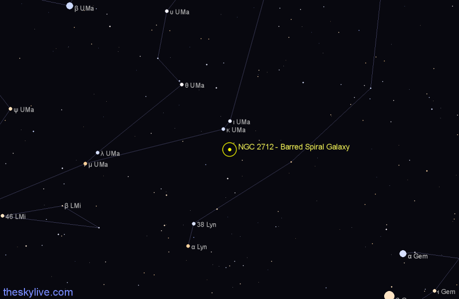 Finder chart NGC 2712 - Barred Spiral Galaxy in Lynx star