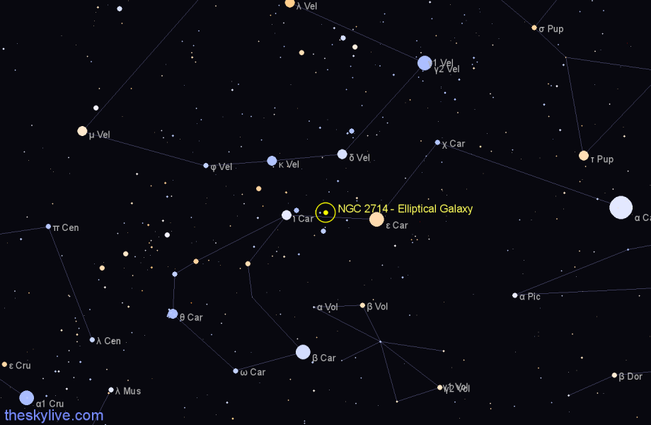 Finder chart NGC 2714 - Elliptical Galaxy in Carina star