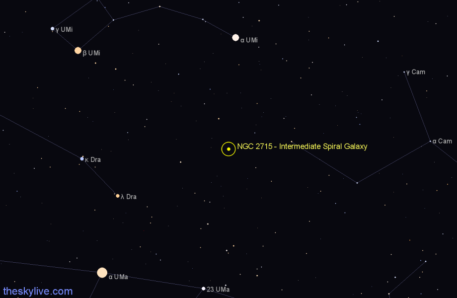 Finder chart NGC 2715 - Intermediate Spiral Galaxy in Camelopardalis star