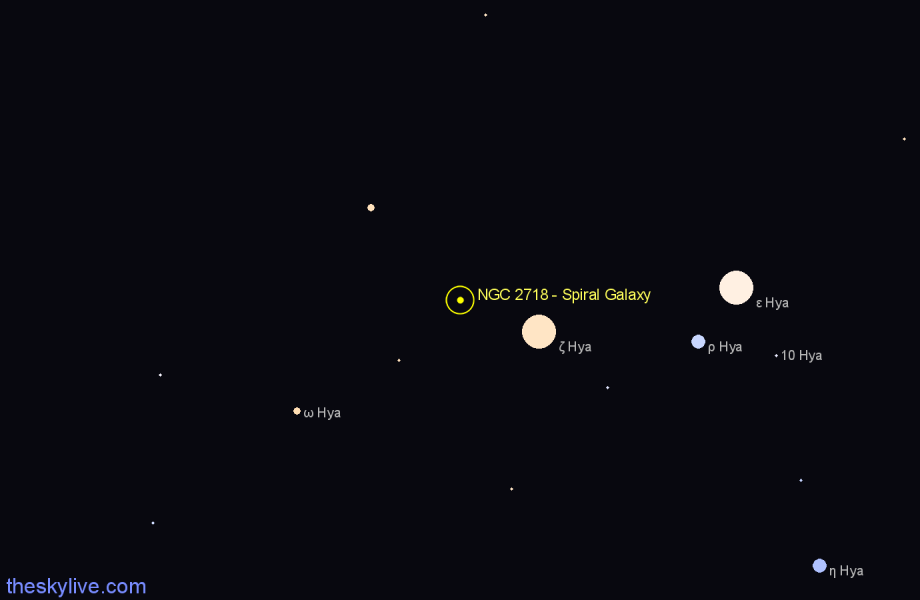 Finder chart NGC 2718 - Spiral Galaxy in Hydra star