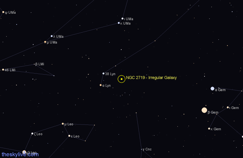 Finder chart NGC 2719 - Irregular Galaxy in Lynx star