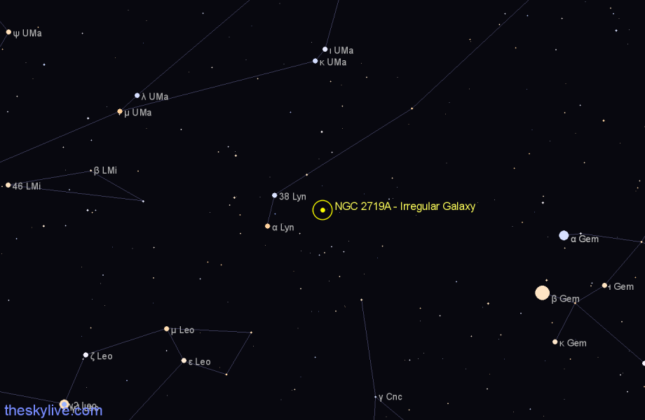 Finder chart NGC 2719A - Irregular Galaxy in Lynx star