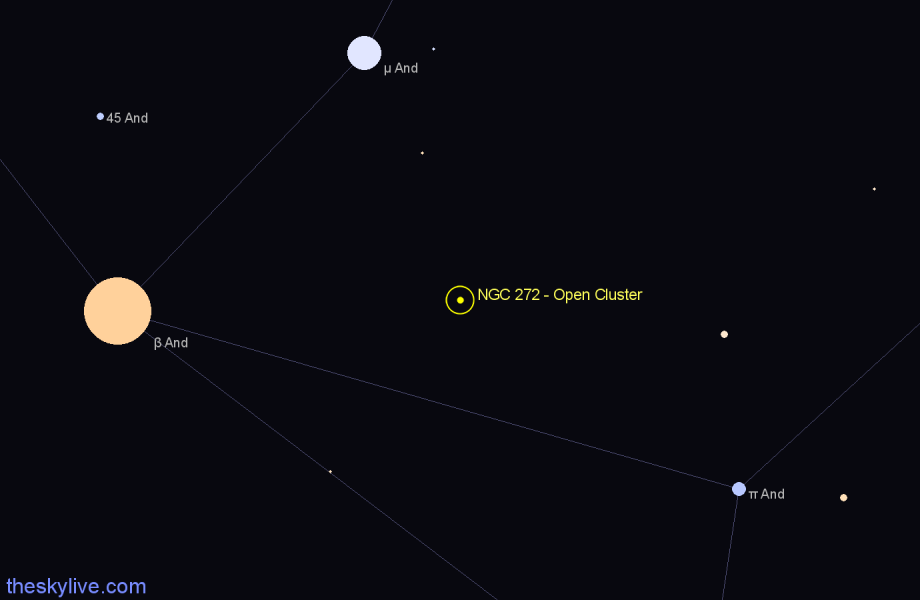 Finder chart NGC 272 - Open Cluster in Andromeda star