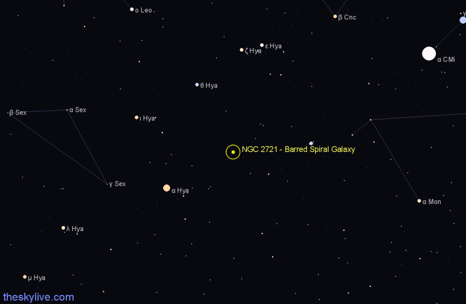Finder chart NGC 2721 - Barred Spiral Galaxy in Hydra star