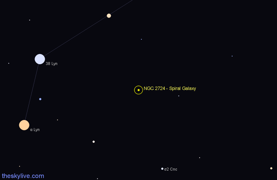 Finder chart NGC 2724 - Spiral Galaxy in Lynx star