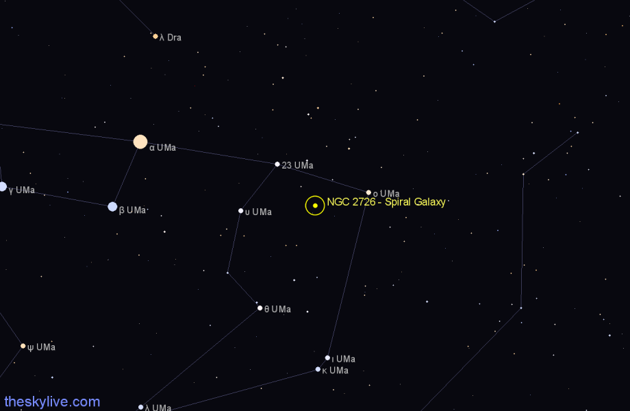 Finder chart NGC 2726 - Spiral Galaxy in Ursa Major star