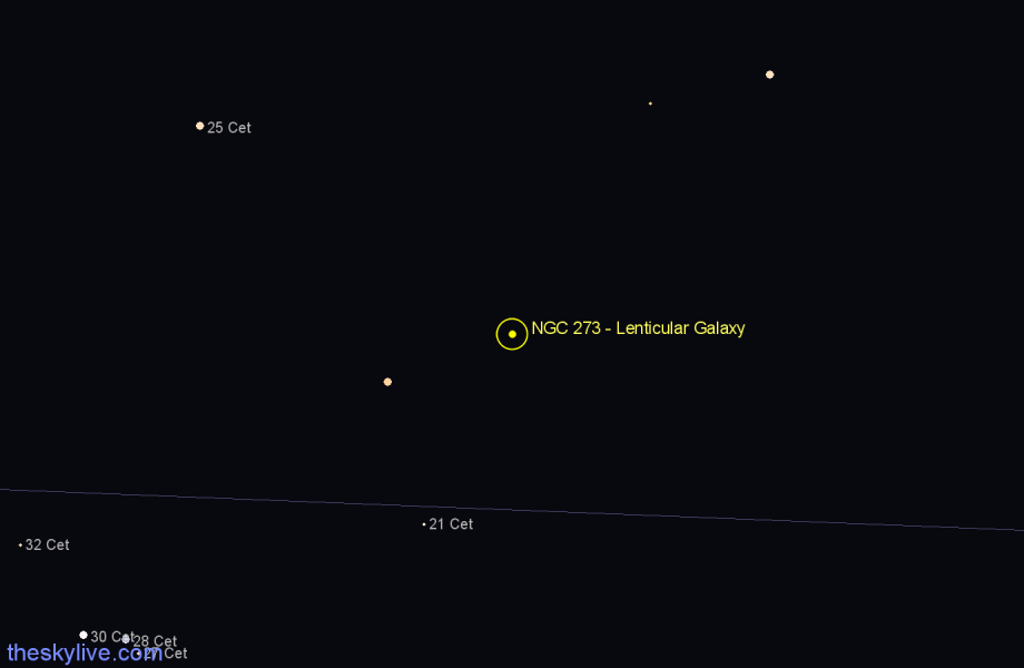 Finder chart NGC 273 - Lenticular Galaxy in Cetus star