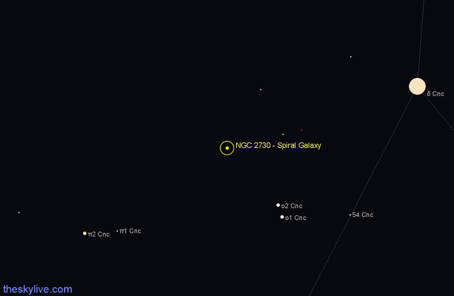 Finder chart NGC 2730 - Spiral Galaxy in Cancer star