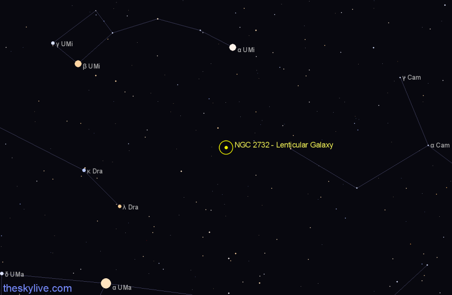 Finder chart NGC 2732 - Lenticular Galaxy in Camelopardalis star